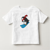 Penguin als Skier met Ski Kinder Shirts (Voorkant)