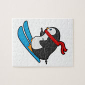 Penguin als Skier met Ski Legpuzzel (Horizontaal)