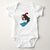 Penguin als Skier met Ski Romper (Voorkant)