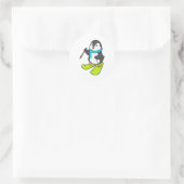 Penguin als Skier met Ski Ronde Sticker (Tas)