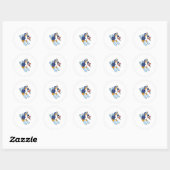 Penguin als Skier met Ski Ronde Sticker (Vel)