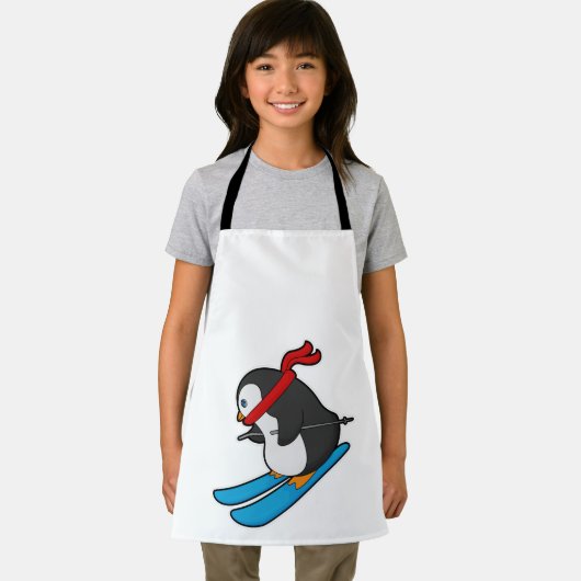 Penguin als Skier met Ski Schort (Insitu)