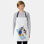Penguin als Skier met Ski Schort (Gedragen)