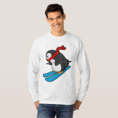 Penguin als Skier met Ski T-shirt (Voorkant volledig)