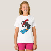 Penguin als Skier met Ski T-shirt (Voorkant volledig)
