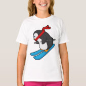 Penguin als Skier met Ski T-shirt (Voorkant)