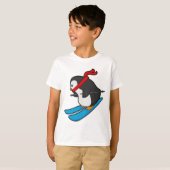 Penguin als Skier met Ski T-shirt (Voorkant volledig)