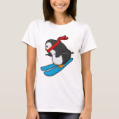 Penguin als Skier met Ski T-shirt (Voorkant)