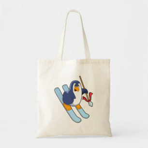 Penguin als Skier met Ski Tote Bag
