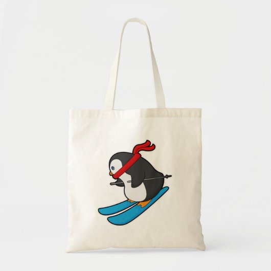 Penguin als Skier met Ski Tote Bag (Voorkant)