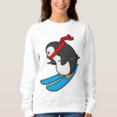 Penguin als Skier met Ski Trui (Voorkant)