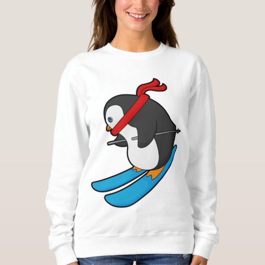 Penguin als Skier met Ski Trui (Voorkant)