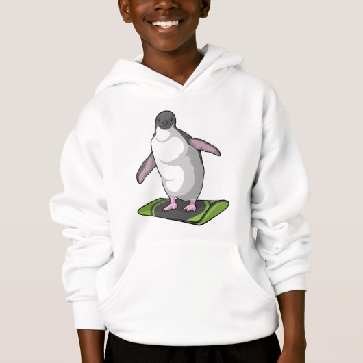 Penguin als Snowboarder met Snowboard (Voorkant)