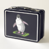 Penguin als Snowboarder met Snowboard (Achterkant)