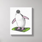 Penguin als Snowboarder met Snowboard Canvas Afdruk (Voorkant)