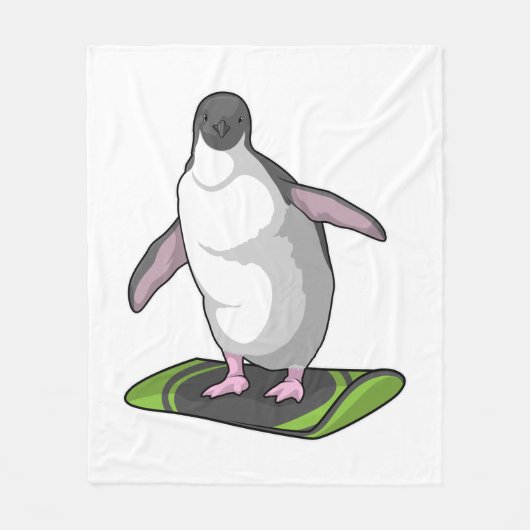 Penguin als Snowboarder met Snowboard Fleece Deken (Voorkant)