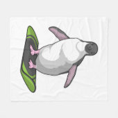 Penguin als Snowboarder met Snowboard Fleece Deken (Voorkant (Horizontaal))