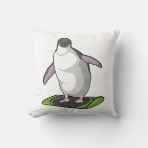Penguin als Snowboarder met Snowboard Kussen