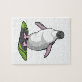 Penguin als Snowboarder met Snowboard Legpuzzel (Horizontaal)