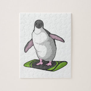 Penguin als Snowboarder met Snowboard Legpuzzel