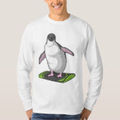 Penguin als Snowboarder met Snowboard T-shirt (Voorkant)
