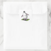 Penguin als Snowboarder met Snowboard Vierkante Sticker (Tas)