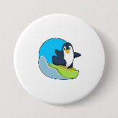 Penguin als Snowboarder met Sonowboard.PNG Ronde Button 7,6 Cm (Voorkant)