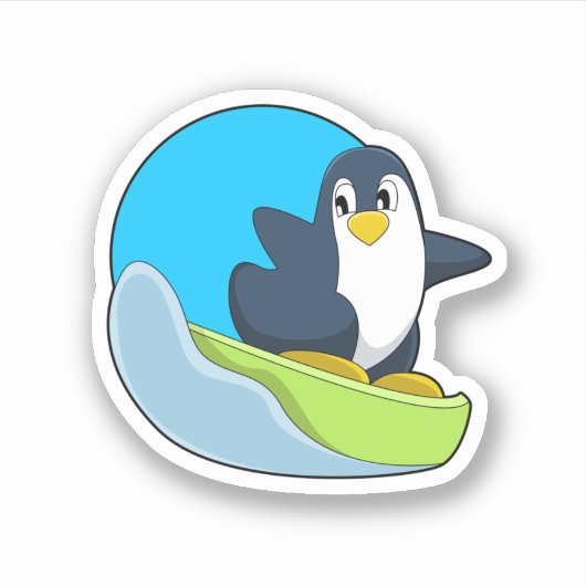 Penguin als Snowboarder met Sonowboard.PNG Sticker (Voorkant)
