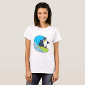 Penguin als Snowboarder met Sonowboard.PNG T-shirt (Voorkant volledig)
