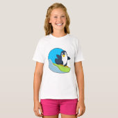 Penguin als Snowboarder met Sonowboard.PNG T-shirt (Voorkant volledig)