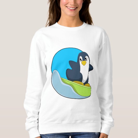 Penguin als Snowboarder met Sonowboard.PNG Trui (Voorkant)