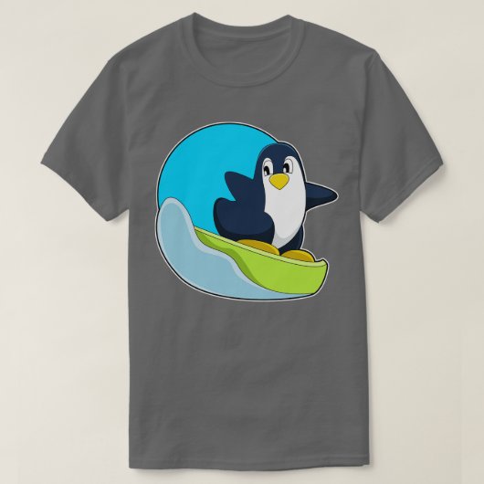 Penguin als Snowboarder met Sonowboard T-shirt (Design voorkant)