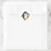 Penguin als voetbalspeler met Voetbal Ronde Sticker (Tas)