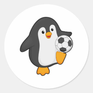 Penguin als voetbalspeler met Voetbal Ronde Sticker