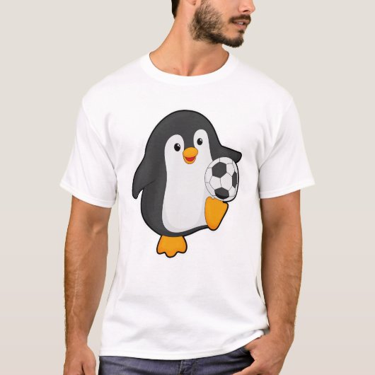 Penguin als voetbalspeler met Voetbal T-shirt (Voorkant)