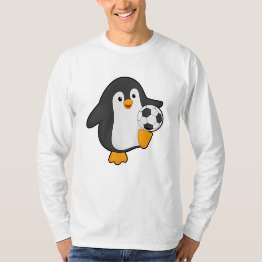 Penguin als voetbalspeler met Voetbal T-shirt (Voorkant)