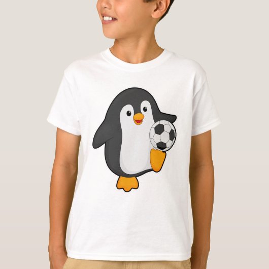 Penguin als voetbalspeler met Voetbal T-shirt (Voorkant)