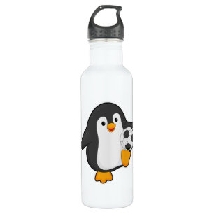 Penguin als voetbalspeler met Voetbal Waterfles