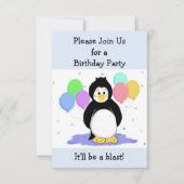 Penguin and Balloons Birthday Invitation Kaart (Voorkant)