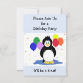 Penguin and Balloons Birthday Invitation Kaart (Voorkant)