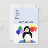 Penguin and Balloons Birthday Invitation Kaart (Achterkant)