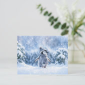 Penguin and Scarf Hat Cute Christmas Holiday Feestdagenkaart (Staand voorkant)