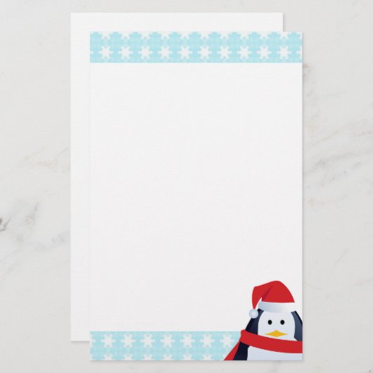 Penguin and Snowflakes Briefpapier (Voorkant / Achterkant)