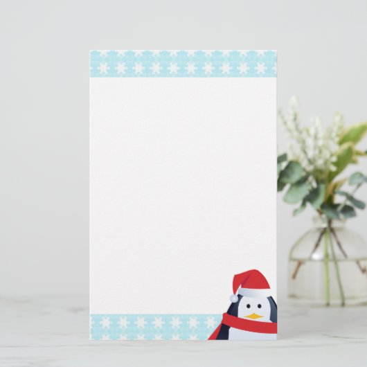 Penguin and Snowflakes Briefpapier (Staand voorkant)