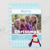 Penguin and Snowflakes Custom Photo Feestdagenkaart (Voorkant / Achterkant)