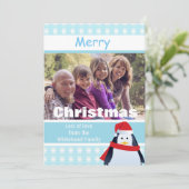 Penguin and Snowflakes Custom Photo Feestdagenkaart (Staand voorkant)