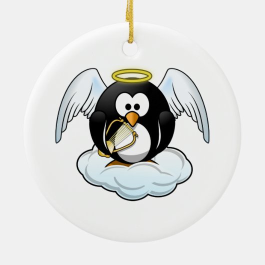 Penguin Angel Keramisch Ornament (Achterkant)