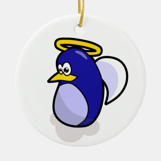 Penguin angel-rond ornament (Voorkant)