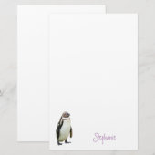 Penguin Animal Personalized Name Stationery Briefpapier (Voorkant / Achterkant)