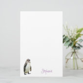 Penguin Animal Personalized Name Stationery Briefpapier (Staand voorkant)